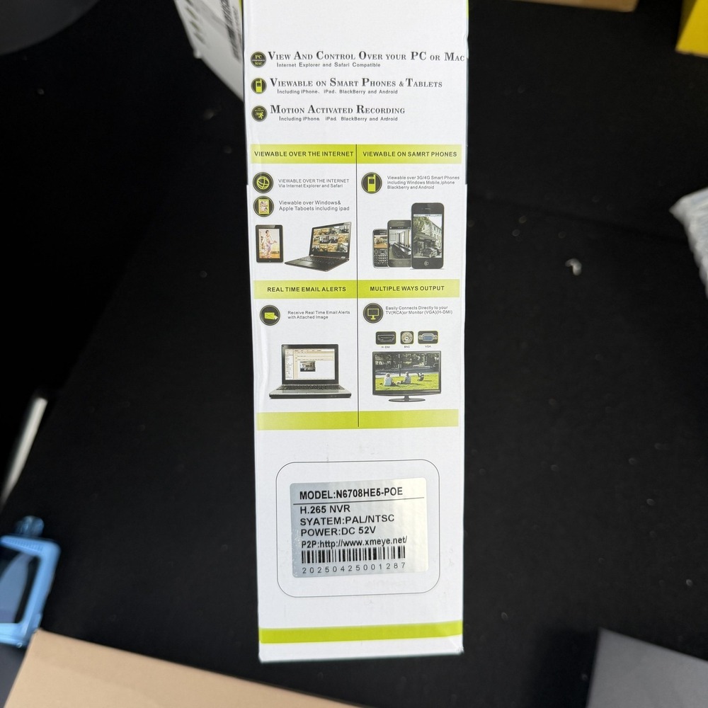 FOERS N6708HE5-POE 8CH H.265 NVR PoE IP Security System 500GB HDMI VGA - Picture 11 of 15